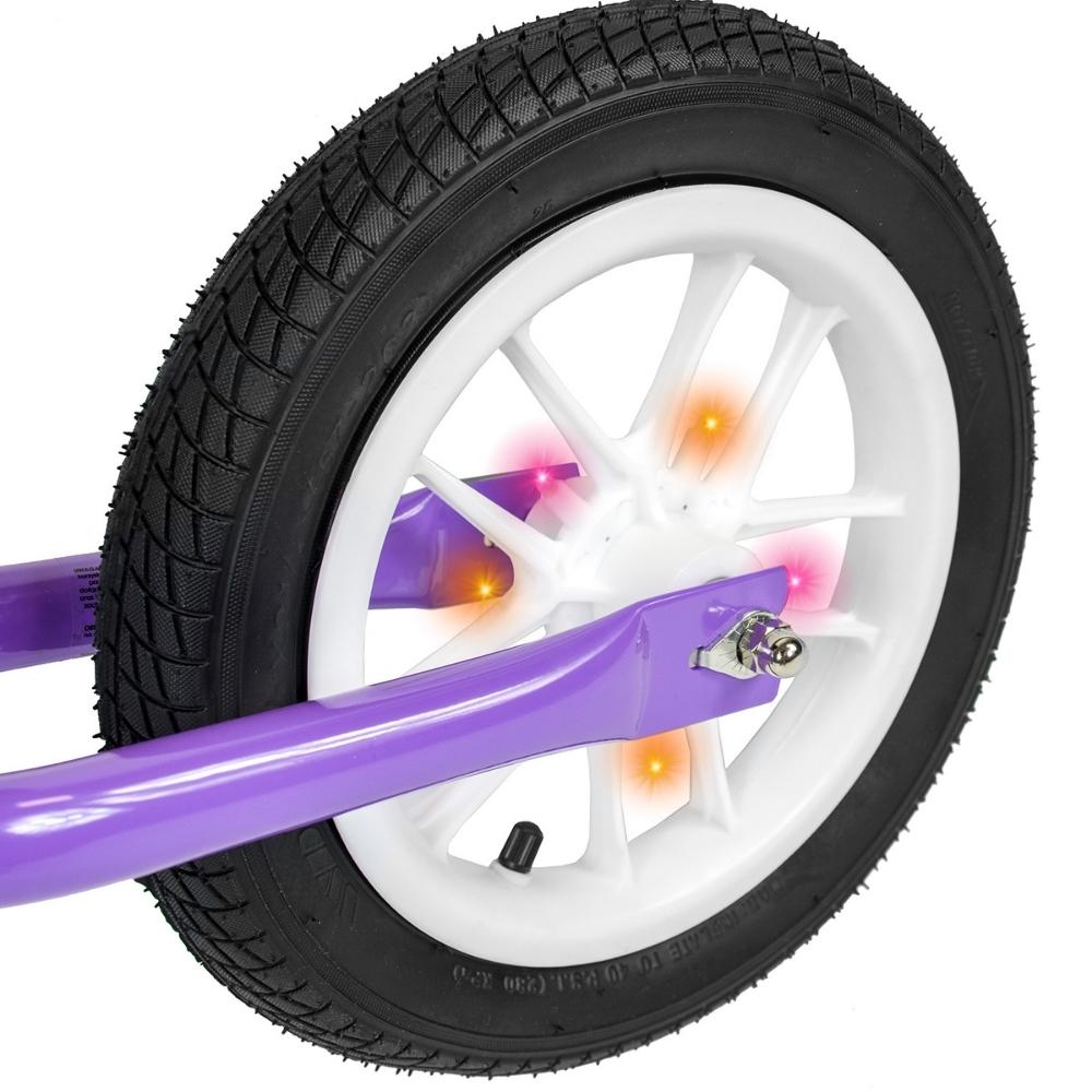 Lila Laufrad mit 12 Zoll Rädern und LED-Leuchten, Stahlrahmen für Mädchen