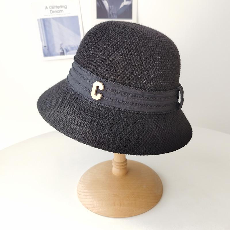 Letter C decoration with dome spring and summer travel sunshade sunscreen hat children's casual washbasin hat