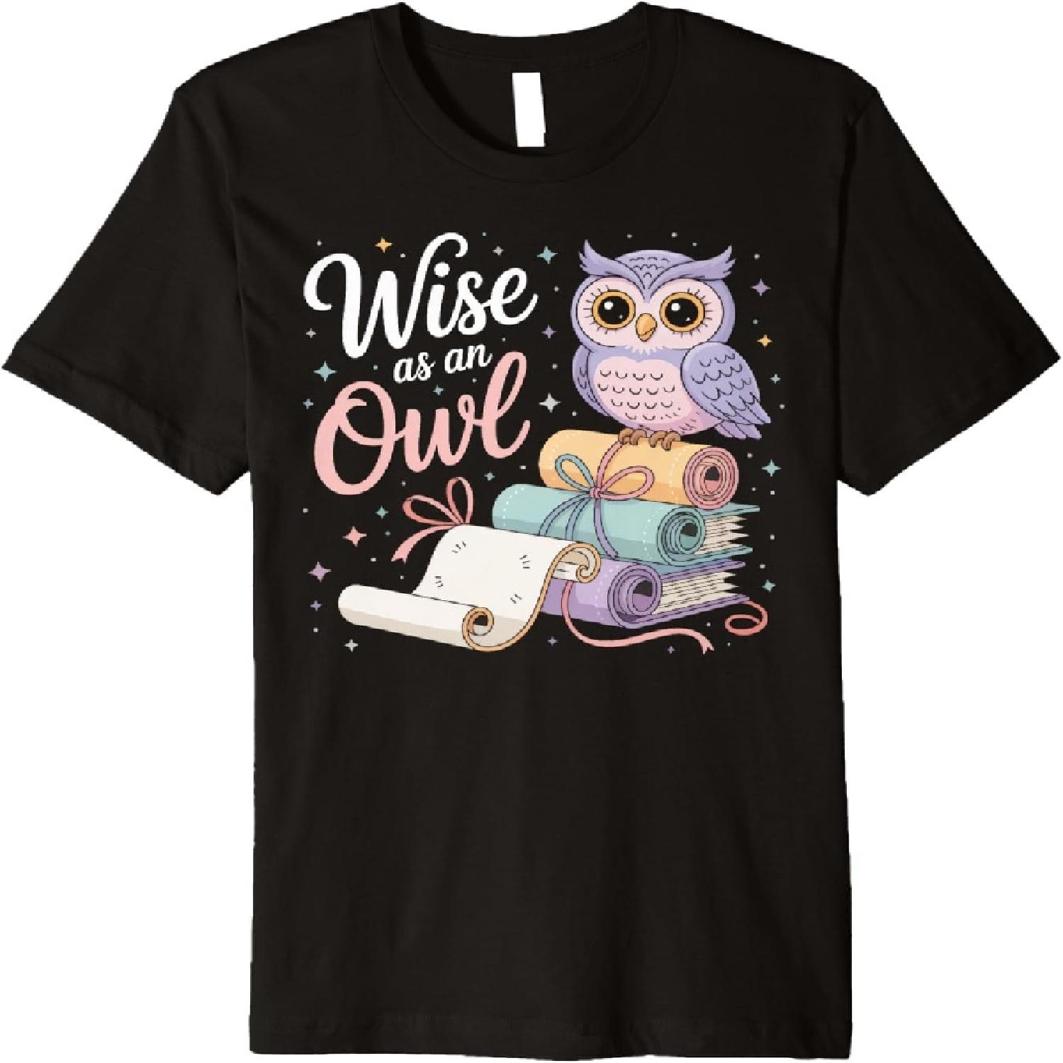 Wise as an Owl Reading Ancient Scrolls Premium T-Shirt(1) XXXXXL разноцветный