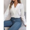 Women's Blouses Solid Color Long Sleeve Sleeved Tops Female Sexy V Neck Casual Loose Pullover Lady Elegant Autumn Shirts