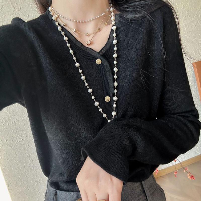 Spring and Autumn French Lace Knit Cardigan V-neck Temperament Lace Sun Protection Long Sleeved Top for Women