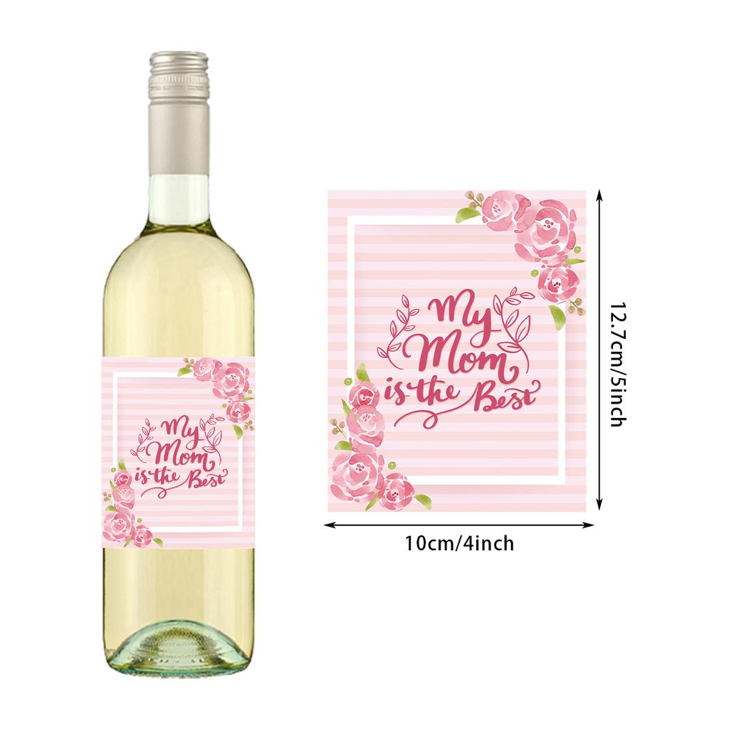 24pcs Mother's Day Wine Bottle Label Sticker Mother's Day Theme Floral Label Sticker Best Mom Gift Happy Mother's Day Decoration