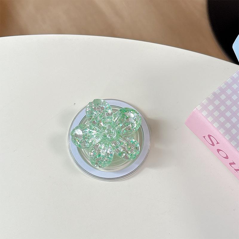 Magnetic Sequin Flower Phone Holder and Retractable Finger Ring Gift for Girls.
