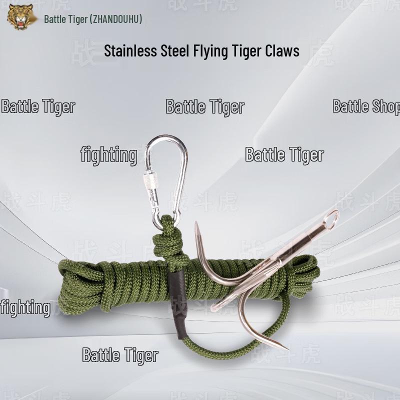 Fighting Tiger Large Stainless Steel Grappling Hook
