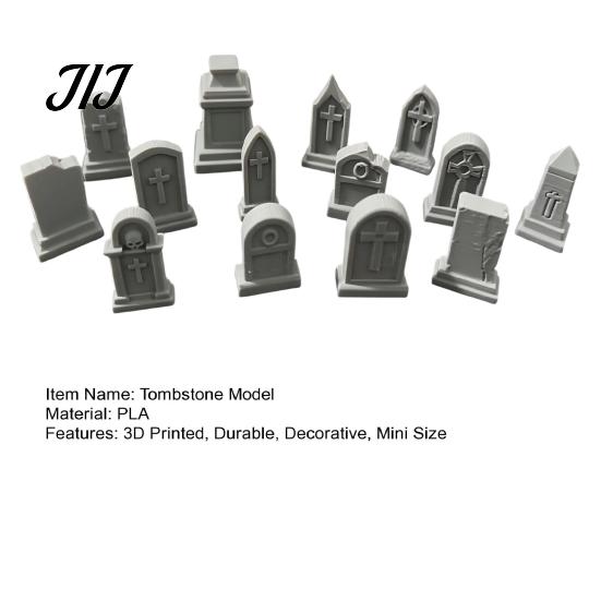 Spooky Graveyard Terrain 14 Pcs Mini Tombstone Model, 3D Printed Miniature Cemetery Gravestone Scenery Sand Table Model Props for Tabletop Gaming