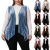 Damenmode Farbe V-Ausschnitt Ärmellos Lockerer Schnitt Vielseitige Weste Jacke