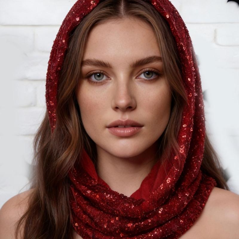 Sequined Head Scarf for Women Islamic Turban Glitter Scarf Solid Color Headscarf Hijab for Parties or Daily