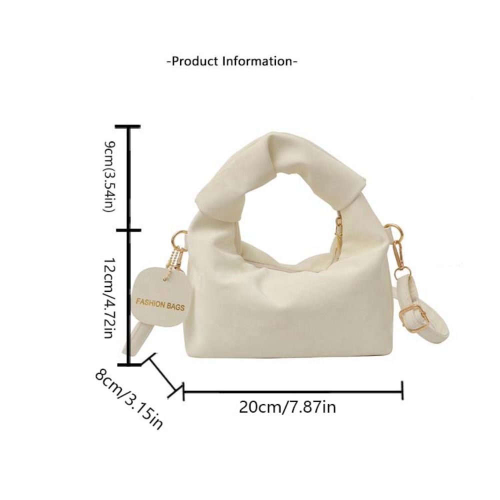 Pleated Handle Solid Color Hand Bag PU Pendant Fashion Crossbody Bags INS Shoulder Bag  Outdoor