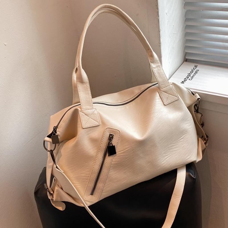 

Сумки через плечо большой емкости для женщин, однотонные, простые, из искусственной кожи, для шопинга, дорожные сумки, женские, легкие сумки