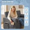 Convertible Sofa Bed, 2-Seater 3-in-1, Pull-Out Bed, 2 Cushions, 80.5 x 137.5 x 84 cm, Grey