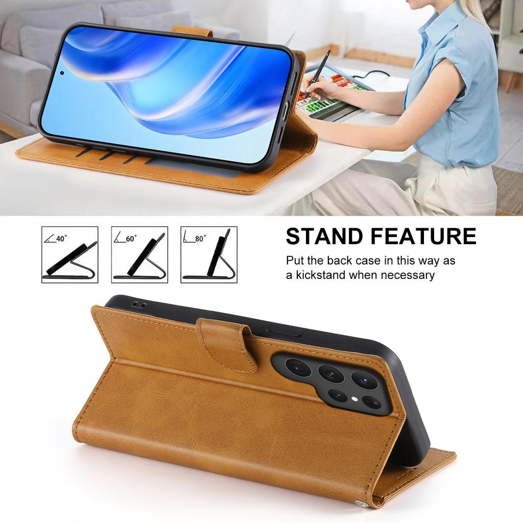 Business Magnetic Cards Solt Wallet Flip Case For Samsung S25 Ultra S24 Plus S23 S22 A16 Leather Wallet Stand Book Pocket Cover