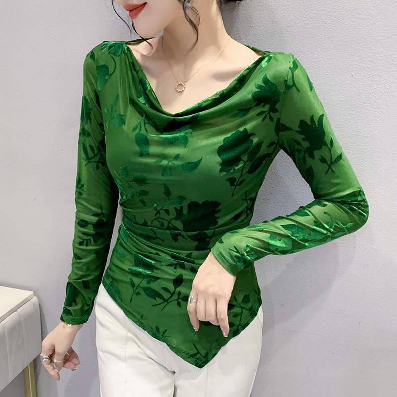 

Осень 2025 Европейский Приталенный Необычный Жаккардовый Топ Small зелёный