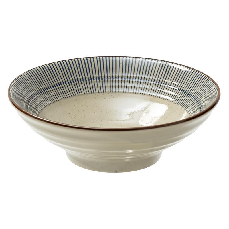 Creative Line Ceramic Large Bowl Household Soup Bowl Open Bowl Tableware Bowl Style Vegetable Bowl Restaurant Ramen Bowl
