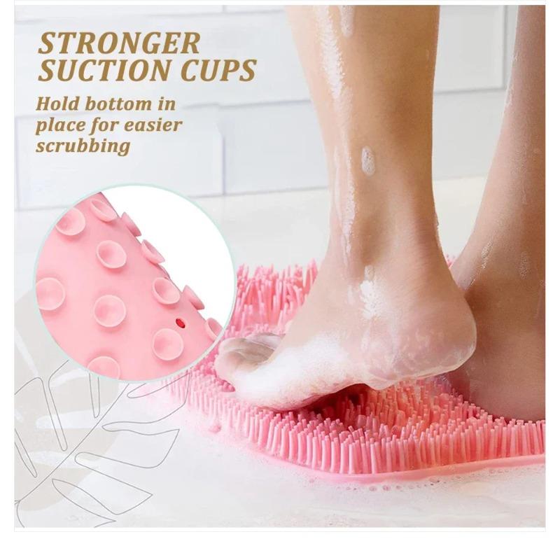 Shower Foot Back Scrubber Silicone Bath Massage Pad Bath Massage Cushion Brush with Suction Cups Wash Foot Mat Exfoliating Brush