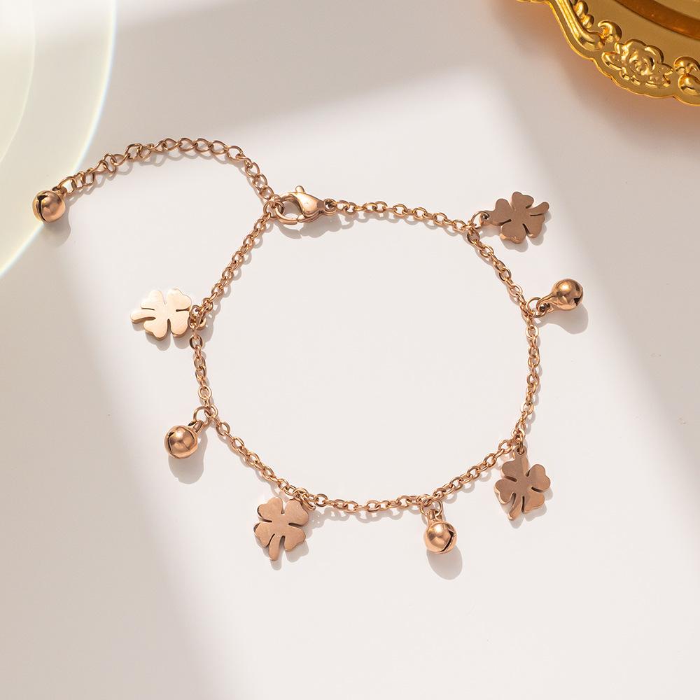 Lucky Grass Bracelet Stainless Steel Ins Internet Celebrity Niche Korean Fashion Personality Versatile Bracelet Women's Jewelry