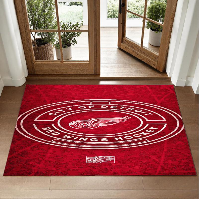 Detroit Red Wings Design Kristall-Samt-Teppich Weich Dekorative Matte für Schlafzimmer Eingang