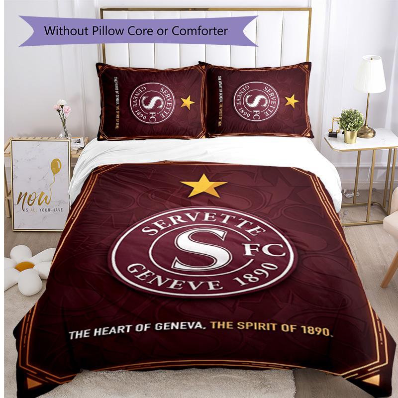 Set Biancheria da Letto 3 Pezzi Stampato Servette FC Traspirante Copripiumino con Federe Biancheria da Letto Decorativa per Camera da Letto Casa