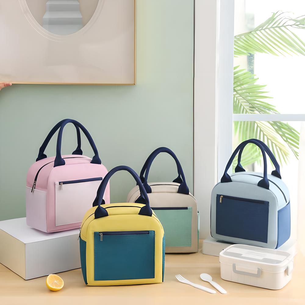 Portable Bento Bag Commute Office School Outdoor Picnic Thermal Insulated Food Sandwich Storage Handbag Easy Clean Lunch Bag