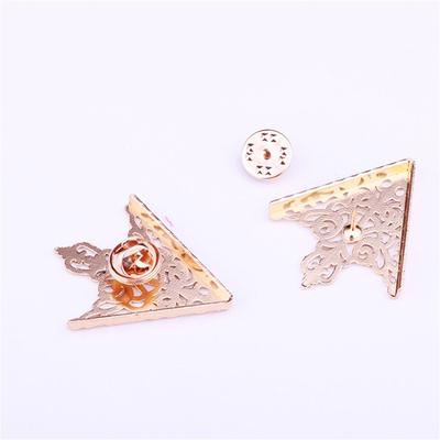 Vintage Activity Wedding Hollowed Out Alloy Clothing Accessories Triangle Pins Brooch Corner Badge For Women|Men