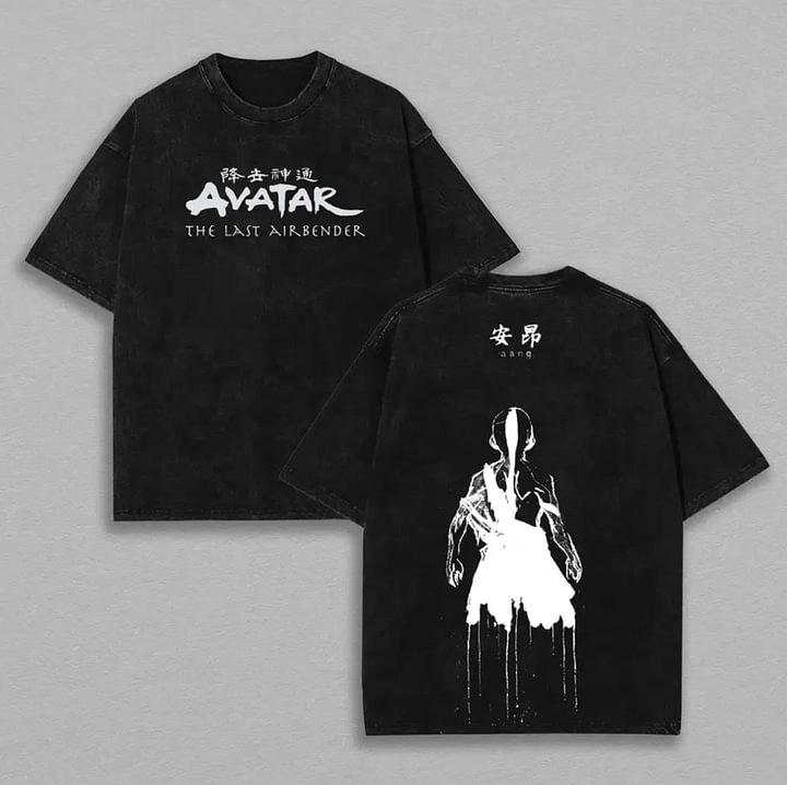 Avatar Aang Manga T-shirt Men Women Clothing Manga Vintage Oversized Washed T Shirt High Quality Cotton Short Sleeve Tees Tops