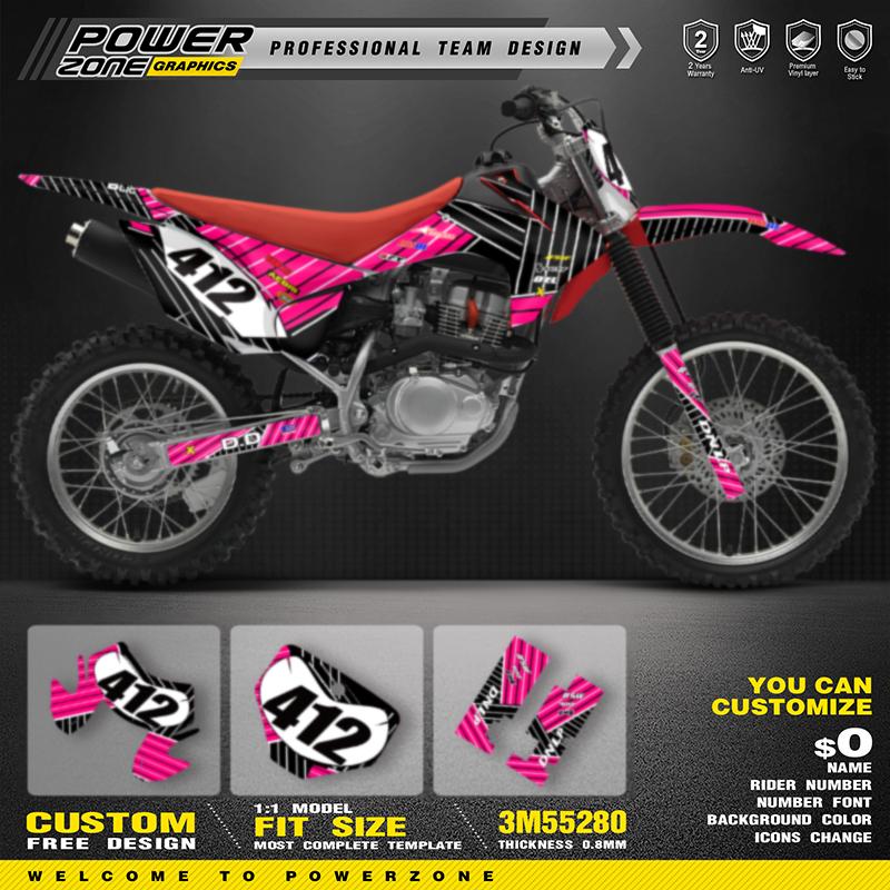 PowerZone Custom Graphics Backgrounds Decals Stickers Kits For HONDA CRF230 2015-2020 CRF150F 2015-2020 Motocycle Name Number 03
