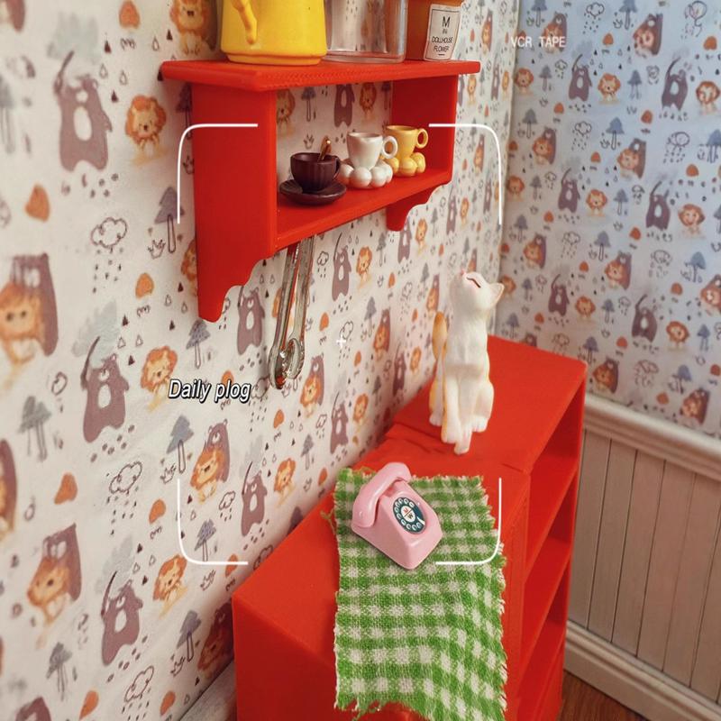 Estante de pared para casa de muñecas de 12 puntos Estante de plástico Lindo accesorio de caja ciega Ob11 Accesorio de fotografía de escena en miniatura