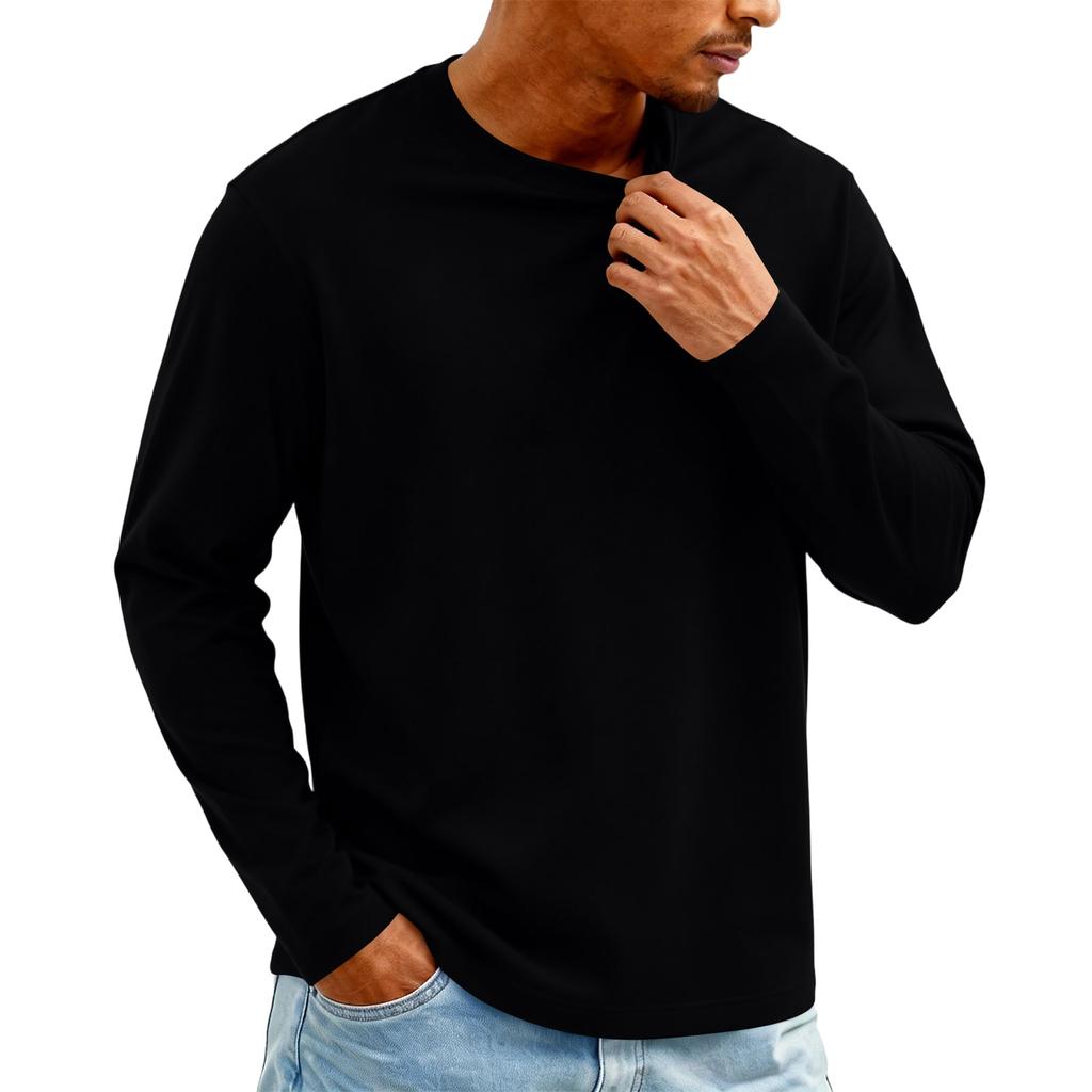 Men's Knit -Neck Long Sleeve T-Shirt | Fashion Casual Pullover For Daily & Weekend Wear
