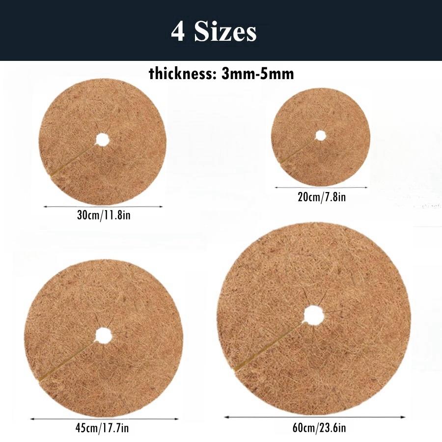 20/30/45/60Cm 4Pcs Natural Coco Coir Fiber Tree Mulch Ring Protector Organic Mat For Indoor Outdoor Disc Plant Cover Flower Pot