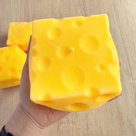 Large Cheese Squeeze Toy Stress Relief Cheese Block Fidget Toy Relaxation Focus Aid Stress Ball Simulated Cheese Cube Sensory Toy