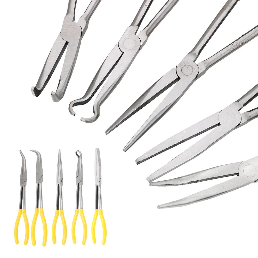 Motorcycle Repair Removal Tools Extra Long Nose Pliers Spanner Clips Straight Bent Tip Mechanic Equipment DIY Auto AccessoriesGood product