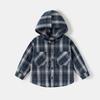 Korean Style Boys Hooded Plaid Long Sleeve Kids Casual Shirt