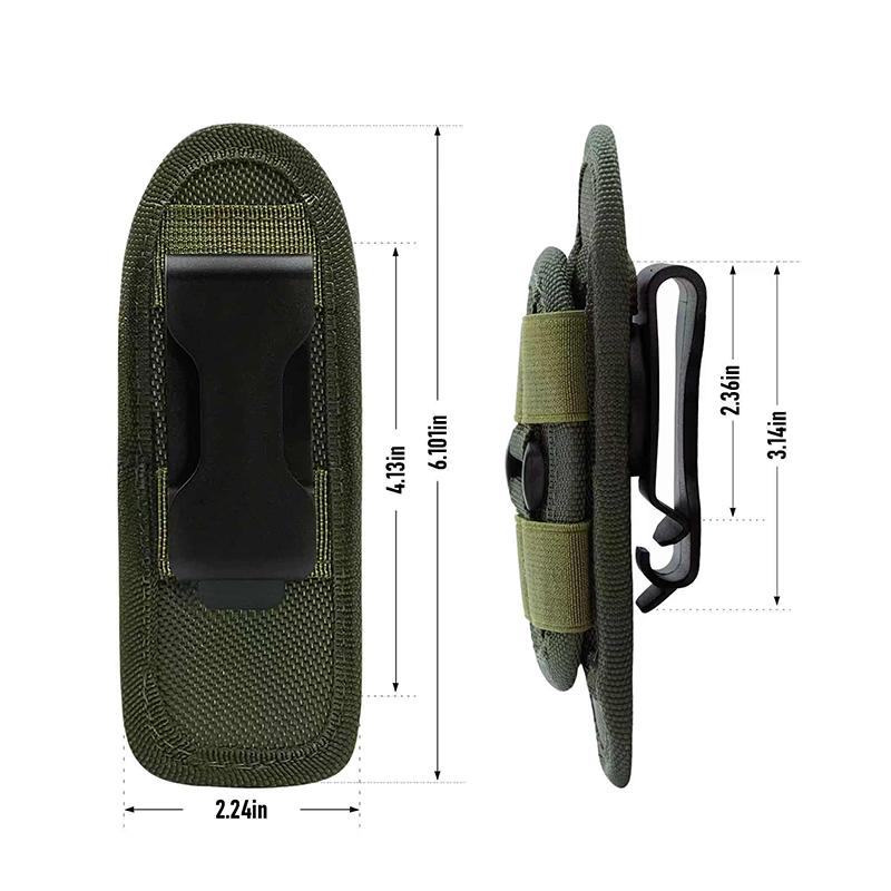Small Duty Belt MOLLE Torch Holster, Open Top Tactical Flashlight Pouch with 360 Degree Rotation Clip for Outdoor Activities