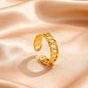 Goldfarbene Edelstahl Chunky Breite Ringe für Damen, Geometrischer Mode Offener Ring, Wasserdichter Minimalistischer Finger Schmuck Geschenk