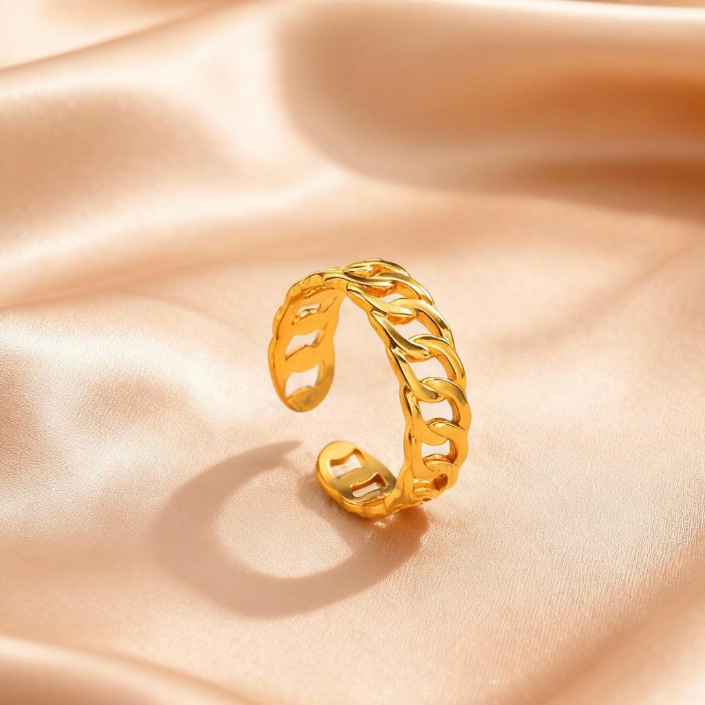 Goldfarbene Edelstahl Chunky Breite Ringe für Damen, Geometrischer Mode Offener Ring, Wasserdichter Minimalistischer Finger Schmuck Geschenk