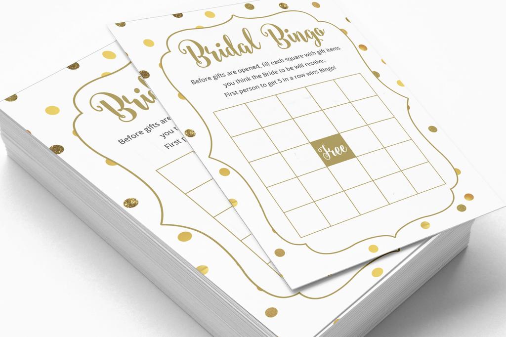 Inkdotpot 50A  Gold ConfettiA  BingoA  GameA  CardsA  For Bridal Wedding Shower Bachelorette Party Bulk Blank Square Fill In Gift