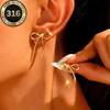 316 Stainless Steel Bow Knot Rope Stud Earrings, Titanium Steel, 18K Gold-Plated, Niche Luxury, Exquisite High-End Feel.