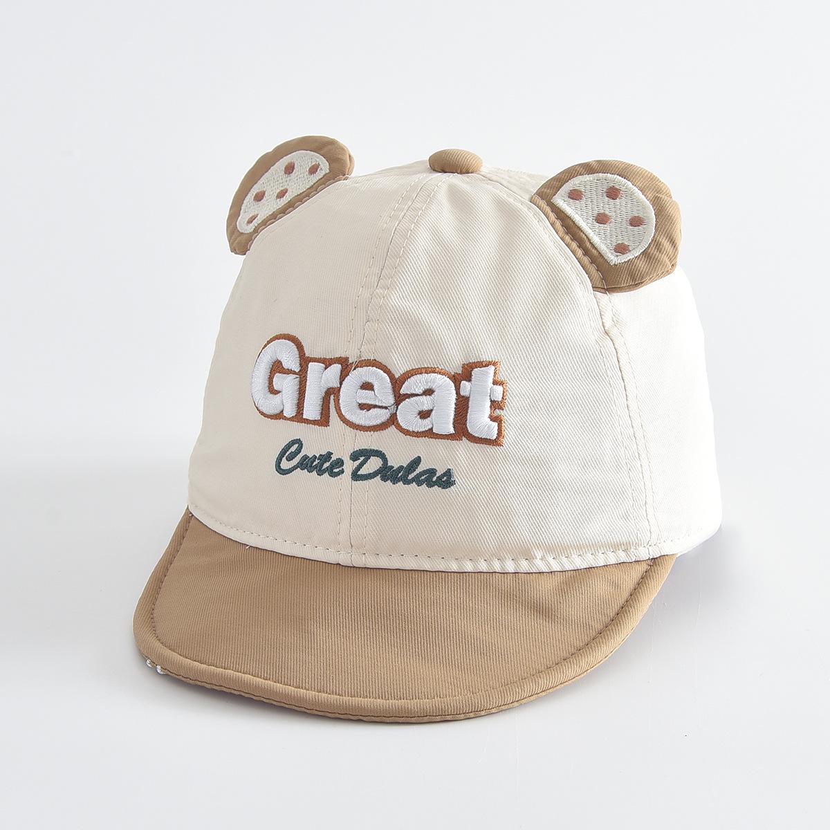 

Children s Cute Cartoon Baseball Cap, Windproof, Sun-Protective, with Soft Brim and 3D Ears Hat circumference 46-48cm грязно-белый