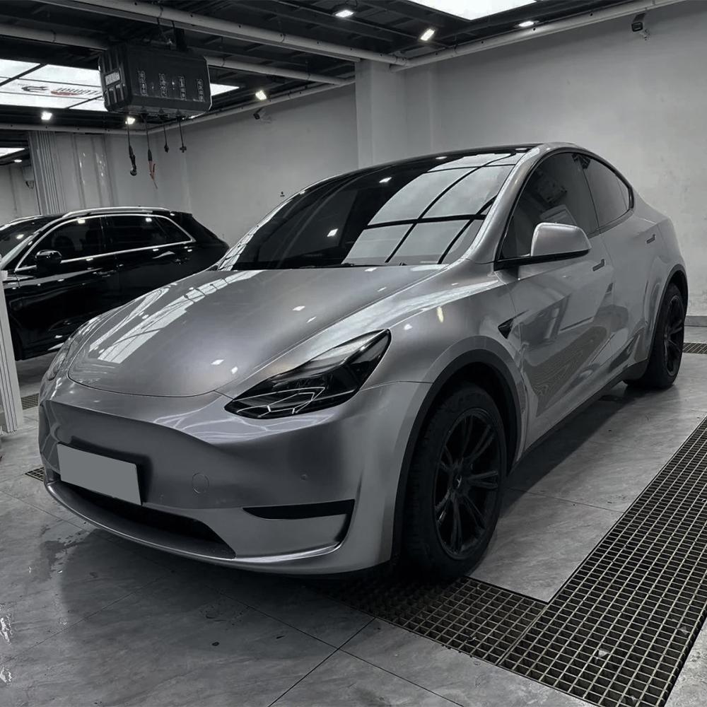 Bright Silver Car Film Adhesive Wrap Roll Sticker Air Bubble Free Gloss Vehicle Vinyl Decal Body Trim Auto DIY Decor Accessories