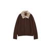 Vintage Leopard Print Wool Blend Jacket Women Loose Fit Drop Shoulder Short Bomber Coat