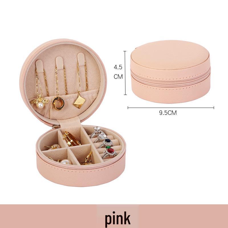 Korean Style Round Travel Jewelry Box for Earrings and Ear Studs