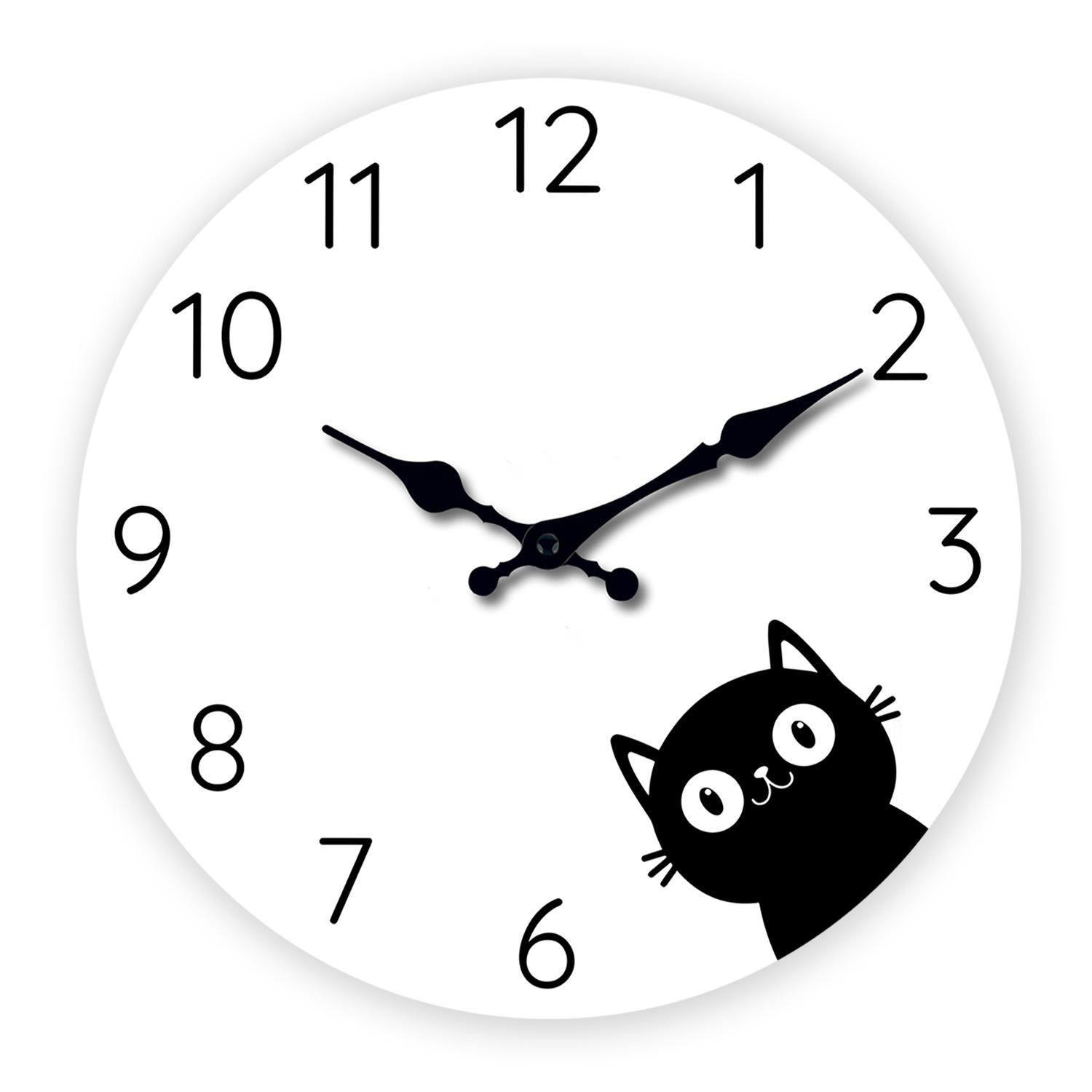 Up-to-date High-Quality Minimalist High-Quality Black High-Quality Cat High-Quality Wooden High-Quality Wall High-Quality Clock High-Quality For (as the picture,10 Inch)