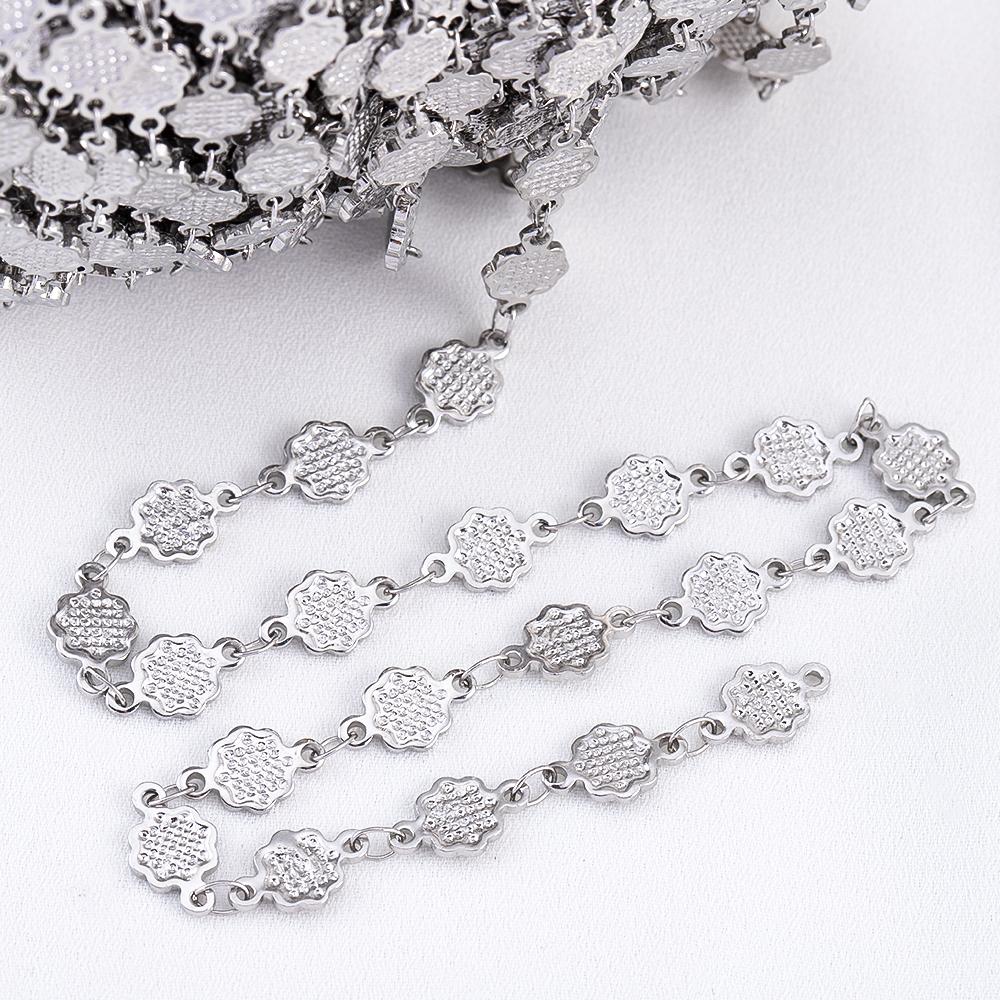 0.5M 1M Geometry Striped Square Necklace Chain Stainless Steel Circle Link Chains DIY Women Bracelets Jewelry Making Body Chain