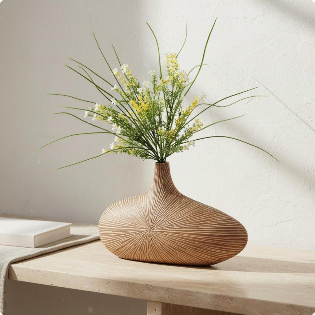 Resin Vase Creative Design Desktop Ornament Tabletop Decor for Living Room, Office, Entryway S