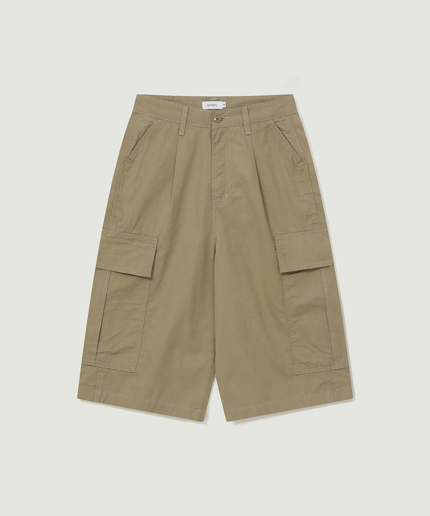 Aendeuel Wide Cargo Bermuda Pants - Beige