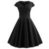 IELGY Kurzärmliges, einfarbiges Kleid im Retro-Hepburn-Stil mit hoher Taille