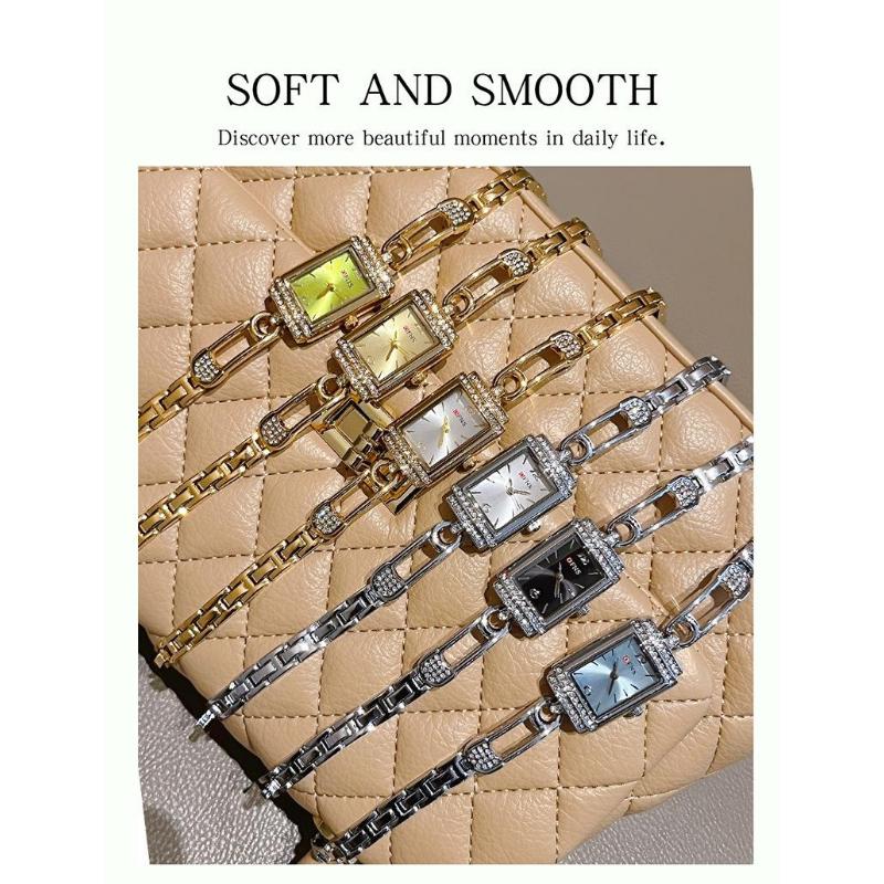 Fashion Luxury Square Dial Women Quartz Watch Elegant Alloy Strap Waterproof Wristwatch Reloj Mujer Girls Clock Gift