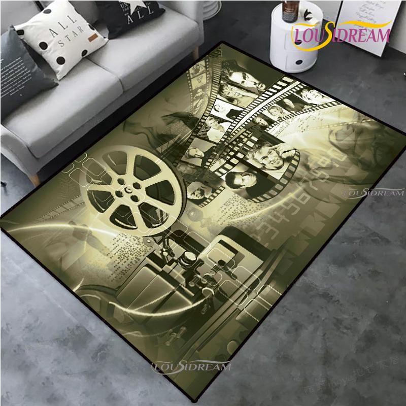 Movie Night Clapboard Area Rug Home Theater Film Art Rugs Cinema Carpet Non-Slip Home Decoration for Bedroom Living Playing Room
