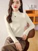 Women's Plus Velvet Half-High Collar Long-Sleeve Fleece Base Layer Top - Autumn/Winter