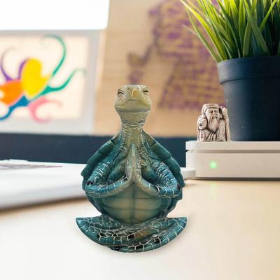 Yoga Turtle Statue Resin Sit In Meditation Turtle Figurine Meditating Zen Turtle Ornament for Yoga Studio Home Bedroom Decoration