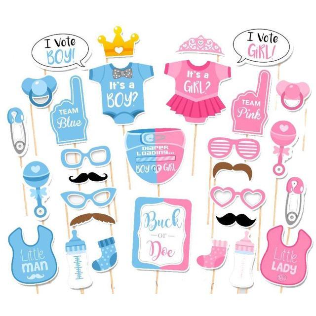 Gender Reveal Party Photo Props: Baby Style Mustache Set
